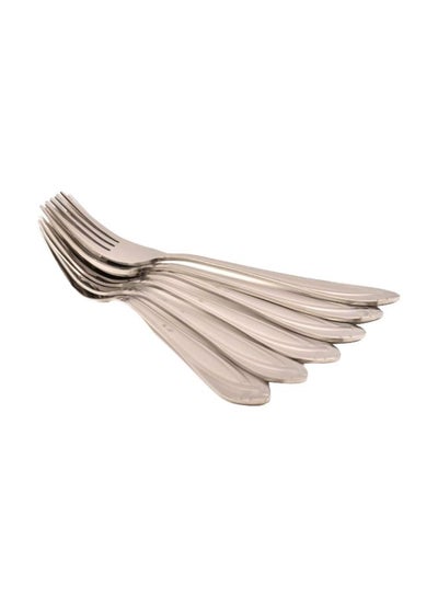 Buy 6-piece Stainless Steel Fork Set Silver 20cm in Saudi Arabia