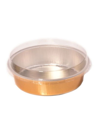 Buy 4-Piece Aluminium Cupcake With Lid Silver/Gold 11centimeter in Saudi Arabia