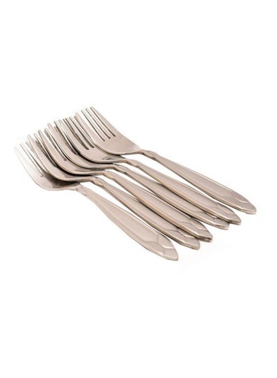 Buy 6-Piece Stainless Steel Fork Set Silver 12centimeter in Saudi Arabia