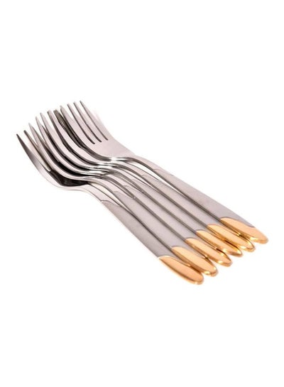 Buy 6-Piece Fork Set Gold/Silver Small in Saudi Arabia