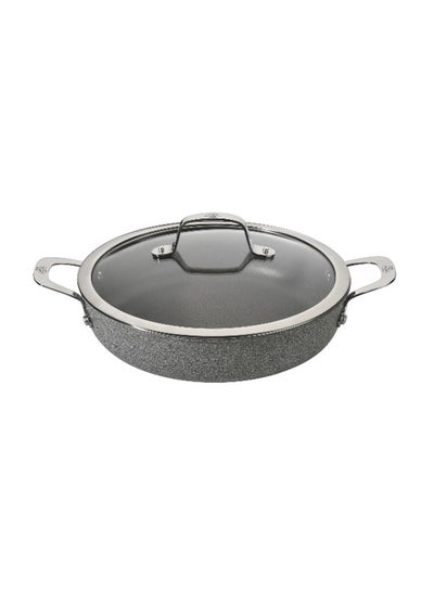 Buy Salina Granitium Low Casserole With Lid Grey/Silver 28cm in UAE