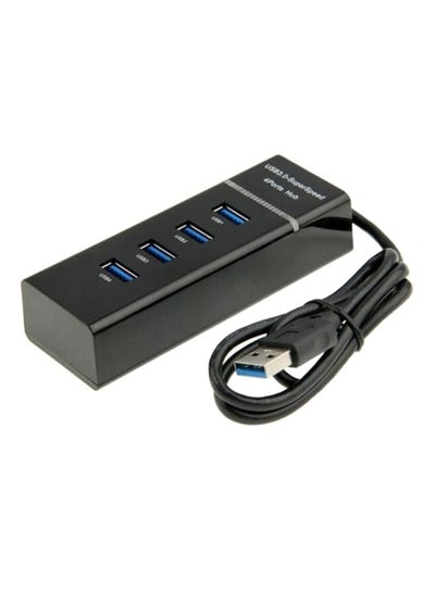 Buy 4-Port Portable USB 3.0 Hub With Splitter Adapter Cable Black in Saudi Arabia