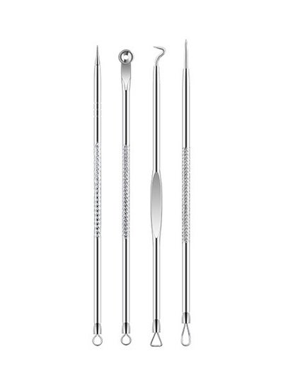 Buy 4-Piece Pimple Milia Blackhead Remover Needle Set Silver in Egypt