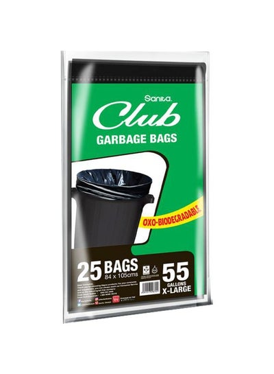 Buy 25-Piece Disposable Garbage Bag Set Black 84x105centimeter in Saudi Arabia