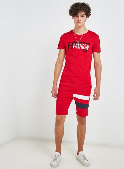 Buy 2-Piece T-Shirt And Shorts Set Chilli Red in UAE