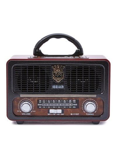 Buy Portable Bluetooth Radio Speaker With USB Charging Cable M-111BT Black/Brown in Saudi Arabia