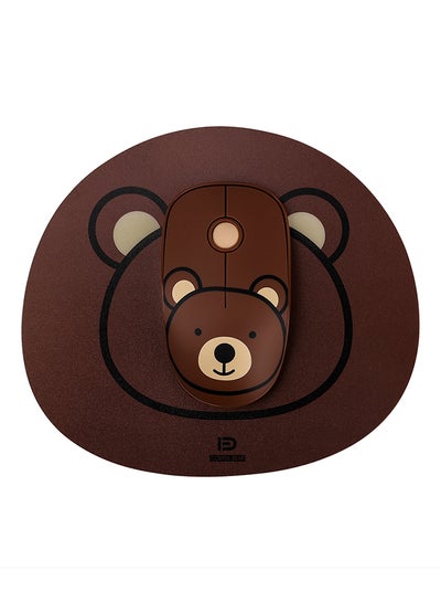 اشتري Cute Cartoon Style 2.4G Wireless Mouse With Mouse Mat Low Power Consumption Brown في الامارات