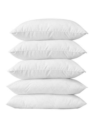 Buy 5-Piece Solid Colour Pillows Set Cotton White 120 x 50centimeter in UAE