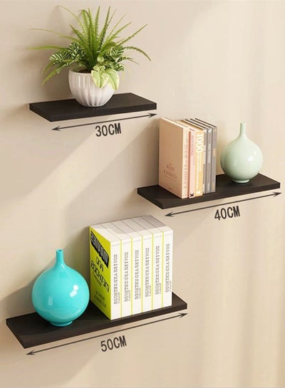 Buy 3-Piece Book Shelves Set Black in Saudi Arabia