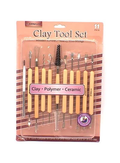 Buy 11-Piece Clay Tools Set Beige/Silver in Egypt