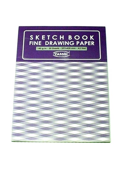 Buy 20-Sheets Sketch Book A3 Fine Drawing Paper Blue/White in Egypt