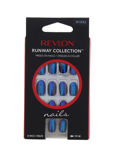 Buy 24-Piece Runway Collection Press On Nails Blue Crush in Saudi Arabia