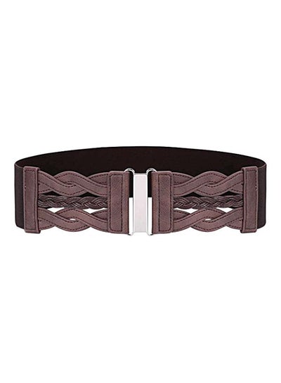 Buy Elastic Retro Wide Waist Belt Coffee in UAE