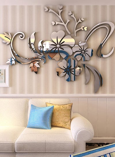 Buy 3D Acrylic Wall Sticker Silver 80x60centimeter in Saudi Arabia