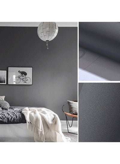 Buy Solid Color Self-Adhesive Wallpaper Grey 10x0.6meter in Saudi Arabia