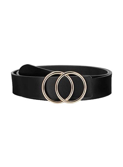 Buy Metal Buckle Leather Belt Black in UAE