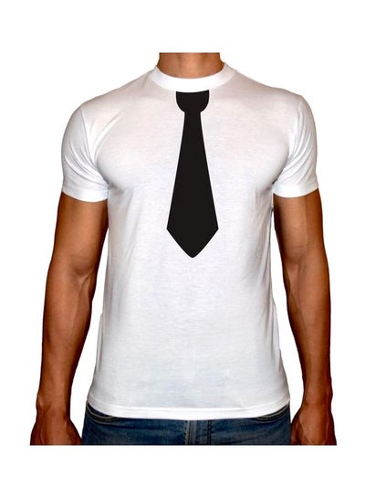 Buy Printed Short Sleeves T-shirt White/Black in Egypt