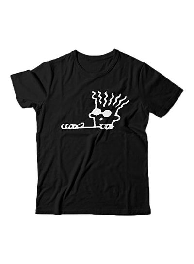 Buy Short Sleeves Printed T-shirt Black/White in Egypt