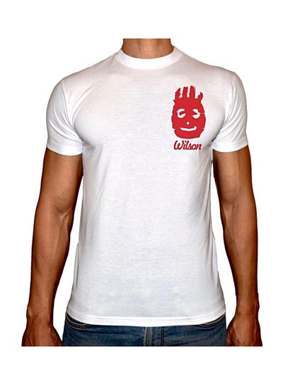 Buy Printed Short Sleeves T-shirt White/Red in Egypt