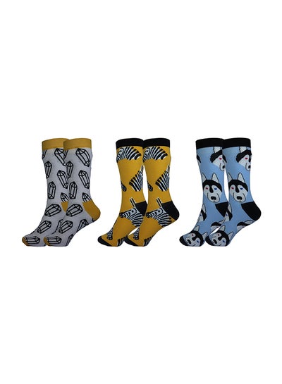 Buy Pack Of 3 Colorful Dress Socks Multicolour in UAE