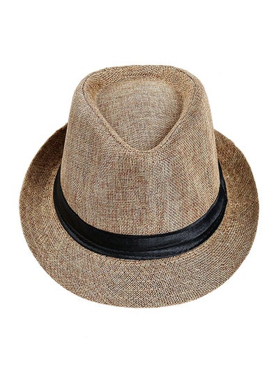 Buy Solid Patterned Outdoor Sun Protection Hat Brown in UAE