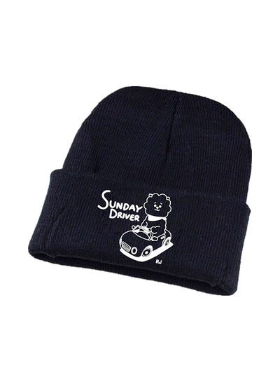 Buy Cartoon Pattern Knitted Cap Black in UAE