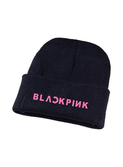 Buy Blackpink Pattern Knitted Cap Black in UAE