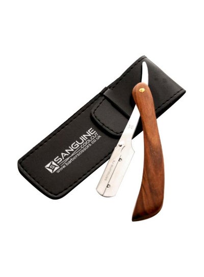 Buy Wooden Shaving Razor With Blades And Pouch Brown/Silver in Saudi Arabia