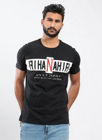 Buy Printed Short Sleeves T-Shirt Black in Egypt