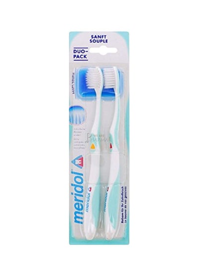 Buy 2-Piece Soft Toothbrush Set White/Blue in UAE