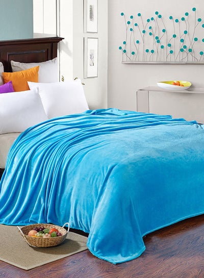 Buy Soft Simple Solid Colour Blanket cotton Blue 200x230cm in UAE