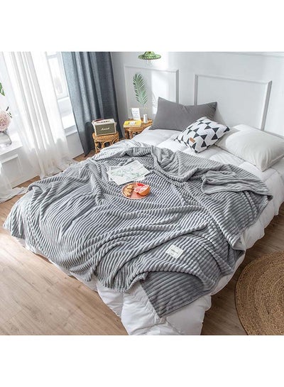 Buy Soft Solid Color Simple Blanket cotton Grey 200x230cm in UAE