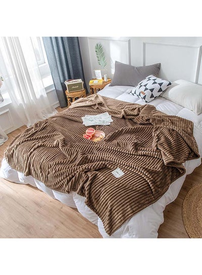 Buy Soft Solid Color Simple Blanket cotton Coffee 200x230cm in Saudi Arabia