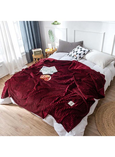 Buy Soft Solid Color Simple Blanket cotton Red 180x200cm in UAE