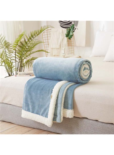 Buy Modern Solid Color Thick Soft Blanket Cotton Blue 150x200centimeter in Saudi Arabia
