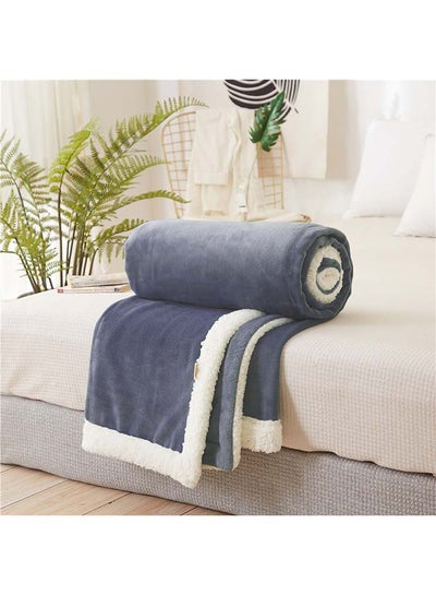 Buy Modern Solid Color Thick Soft Blanket Cotton Grey 200x230centimeter in UAE