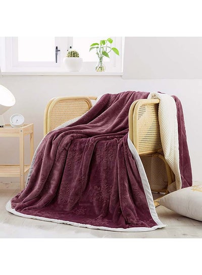 Buy Flower Pattern Warm Blanket cotton Purple 100x140cm in Saudi Arabia