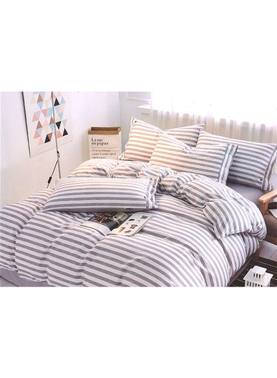 اشتري 6-Piece  Duvet Cover Set رمادي / أبيض 220x240 سنتيمتر في الامارات