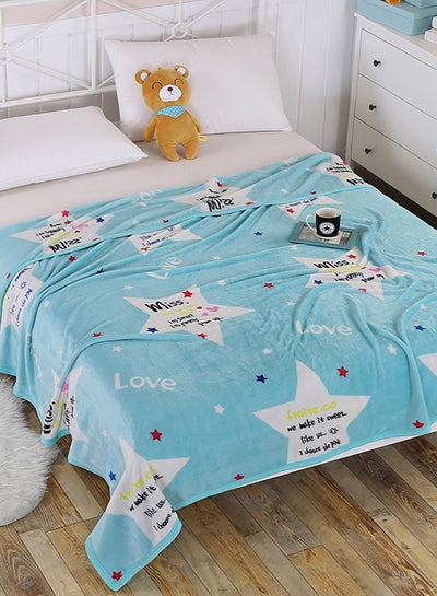 Buy Soft Cartoon Pattern Skin-friendly Bed Blanket cotton Blue 150x200cm in Saudi Arabia