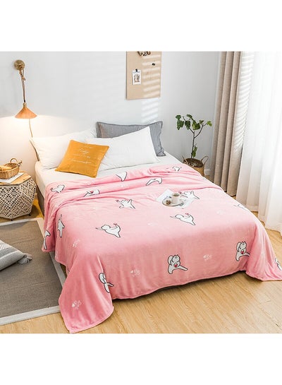 Buy Soft Cartoon Cat Pattern Air Conditioner Blanket Cotton Pink 200x230cm in Saudi Arabia