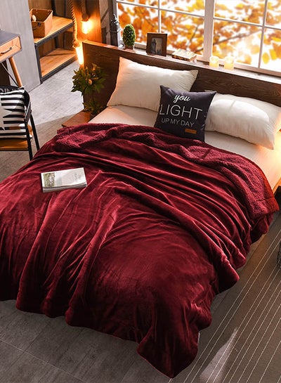 Buy Brief Style Thick Warm Bed Blanket Cotton Red 150x200cm in UAE