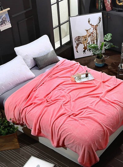 Buy Modern Comfy Bed Blanket cotton Pink 150x200cm in Saudi Arabia