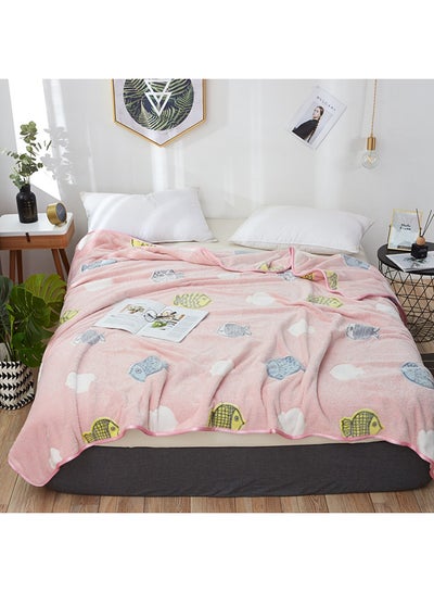 Buy Lovely Fish Jacquard Soft Blanket cotton Pink 200x230cm in UAE