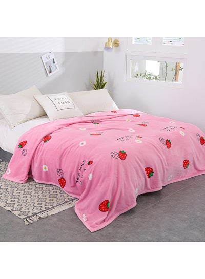 Buy Fruit Printed Soft Blanket cotton Pink 180x200cm in UAE