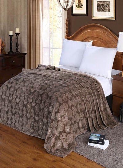 Buy European Style Embossing Thicken Soft Blanket cotton Brown 150x200cm in UAE