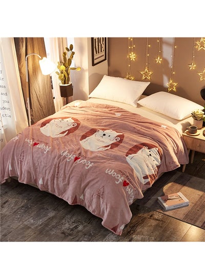 Buy Cat Printed Soft Blanket cotton Brown 150x200cm in UAE