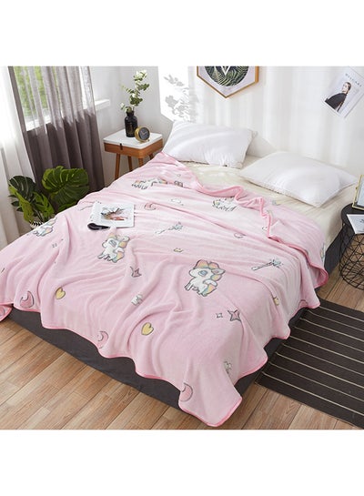 Buy Unicorn Pattern Cute Cozy Blanket polyester Pink 180x200cm in UAE