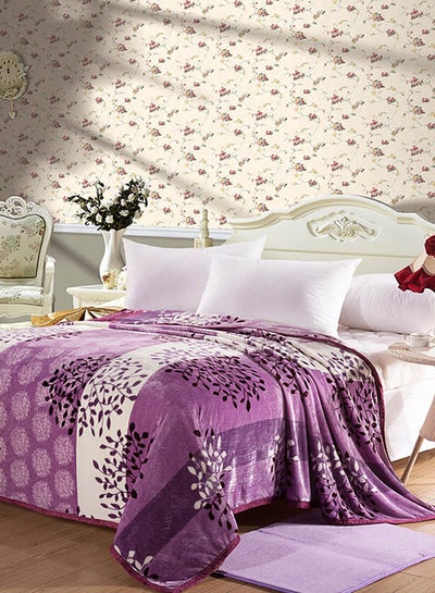 Buy Skin-Friendly Soft Bed Blanket Cotton Purple 180x200cm in UAE