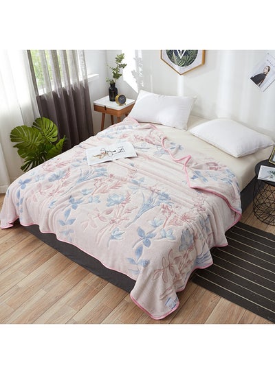Buy Flower Pattern Soft Cozy Blanket Polyester Multicolour 150x200cm in UAE