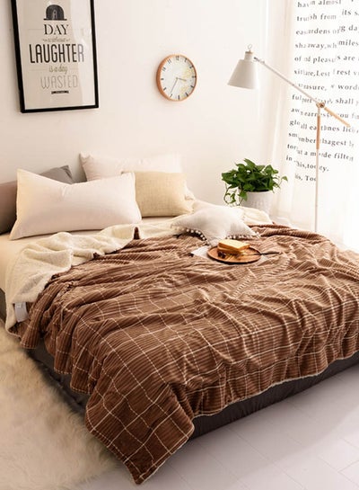 Buy Plaid Pattern Warm Blanket polyester Coffee 150x200cm in UAE